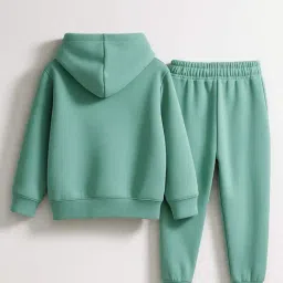 Bubble Berry Kids Green Colour Blocked Tracksuit image 4