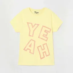 Fame Forever by Lifestyle Kids Yellow Cotton Printed T-Shirt image 1