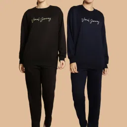 Vimal Jonney Black & Navy Printed Tracksuit - Pack Of 2 image 1