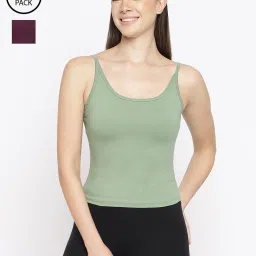 La Intimo Wine & Green Timeless Style Camisole (Pack of 2) image 1