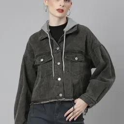 showoffff SHOWOFF Black Relaxed Fit Oversized Denim Jacket image 1