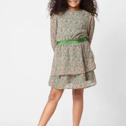 KIDS ONLY Dark Green Floral Print Dress image 4