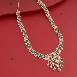 Kushal's Fashion Jewellery Green Polished Zircon Haram Necklace-picture-10