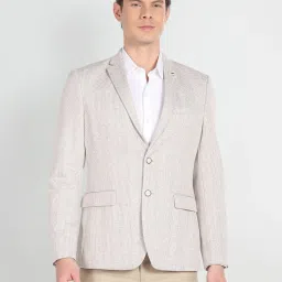 Arrow Beige Slim Fit Self Pattern Blazer image 1