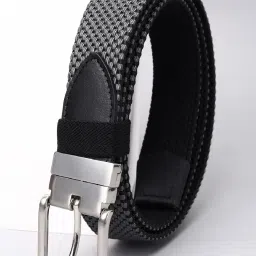 Allen Solly Grey & Black Leather Waist Belt for Men image 1