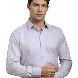 Louis Philippe Grey Regular fit Geometric Shirts image 1