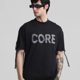 Jack & Jones Jet Black Cotton Boxy Fit Printed T-Shirt image 1