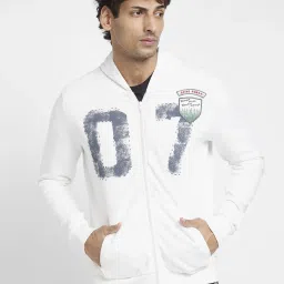 Being Human White Regular Fit Printed Hooded Sweatshirt image 1