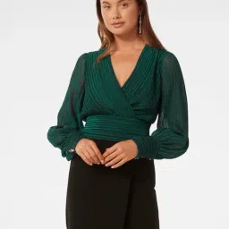 Forever New Kiana Wrap Plisse Top-image-25