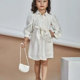 Peppermint Kids Cream Polyester Regular Fit 1 Dress image 1