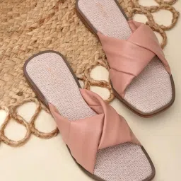 Rocia by Regal Women's Peach Cross Strap Sandals image 1