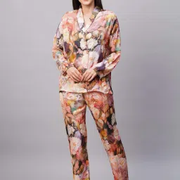 Drape in Vogue Nude Floral Pyjama Sets image 1