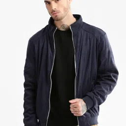 showoffff Showoff Navy Blue Cotton Slim Fit Jacket image 1