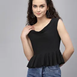 KASSUALLY Black Relaxed Fit Peplum Top image 1