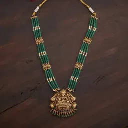 Kushal's Fashion Jewellery Ruby-Green Polished Antique Choker Necklace-picture-14