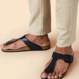 Neemans Men's Cork Black T-Strap Sandals-picture-39