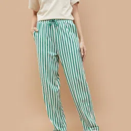 Ginger by Lifestyle White Cotton Regular Fit Stripes Pyjamas image 1