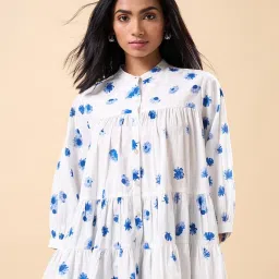 Marigold Lane Blue Cotton Relaxed Fit Printed Top image 1