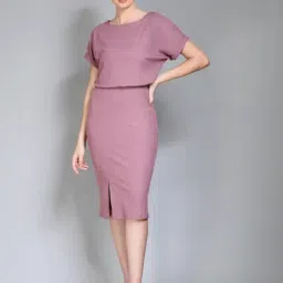 Exude Pink Plain Shift Dress-picture-17