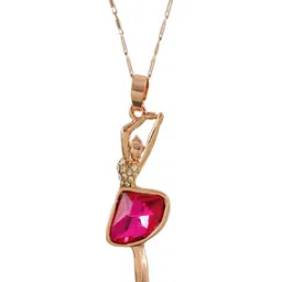 Jewelgenics Gold-Plated Crystal & Cubic Zirconia Studded Doll Pendant With Chain image 3