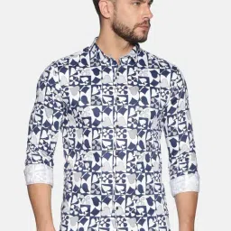 showoffff SHOWOFF White Cotton Slim Fit Printed Shirt-picture-35