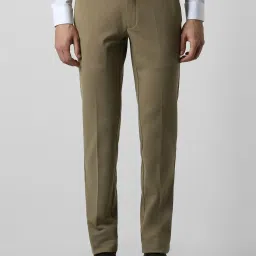 Van Heusen Brown Slim Fit Textured Trousers image 1