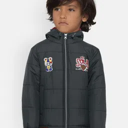 Fort Collins Boys Grey Solid Quilted Jacket image 1