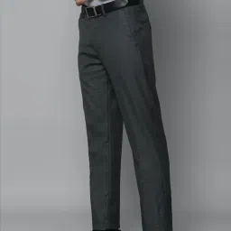 Louis Philippe Grey Slim Fit Self Pattern Trousers image 3