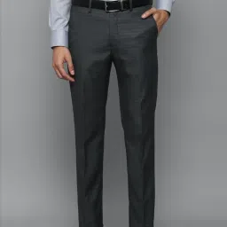 Louis Philippe Grey Slim Fit Self Pattern Trousers image 1