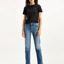 levi's Women's 314 Blue Straight Fit High Rise Jeans image 3