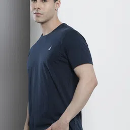 Nautica Men Solid Pure Cotton T-shirt image 3