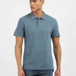Calvin Klein Jeans Blue Cotton Regular Fit Texture Polo T-Shirt-picture-11