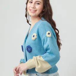 zink london zink Z Blue Embroidered Cardigan image 3