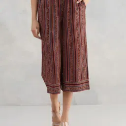 Fabindia Red Relaxed Fit Printed Culottes-image-93