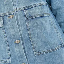 Styli Blue Cotton Plain Denim Jacket image 5