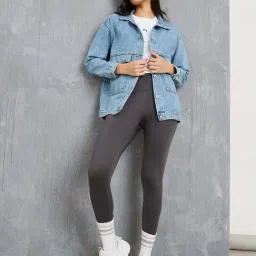 Styli Blue Cotton Plain Denim Jacket image 4