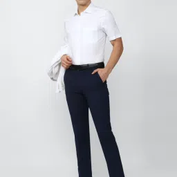 Peter England Navy Slim Fit Checks Trousers image 5