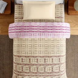 Spaces Beige Cotton Geometric 144 TC Single Quilt image 3