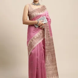 Saree Mall Pink Printed Saree With Blouse image 3