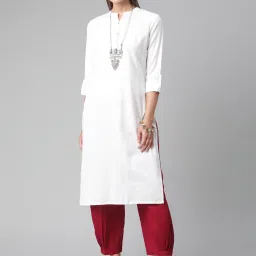 Divena White Straight Kurta image 4