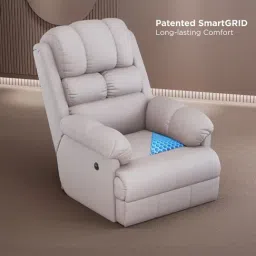 The Sleep Company Beige Luxe Patented SmartGRID Technology Motorised Single Recliner Sofa image 2