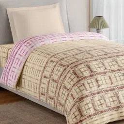 Spaces Beige Cotton Geometric 144 TC Single Quilt image 2