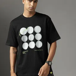 FCUK Graphic Printed Drop-Shoulder Sleeves Pure Cotton Relaxed Fit T-shirt image 5