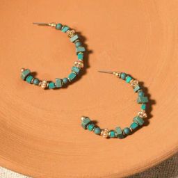 Accessorize London Women's Green Teal Beaded Hoop Earrings-picture-19