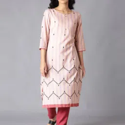 W Coral Cotton Embroidered Straight Kurta image 1