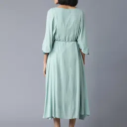 W Turquoise Embroidered Flared Kurta image 2