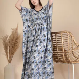 KLOTTHE Floral Printed Kaftan Maxi Nightdress-image-47