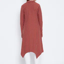 Hypernation Rust Red & White Striped Open Front Longline Shrug image 4