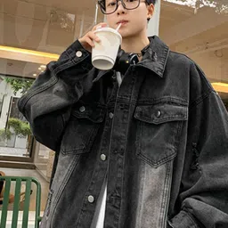 StyleCast Men Spread Collar Washed Denim Jacket image 2