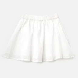 Aww Hunnie 100% Cotton Solid Flared Skirt - White-image-43
